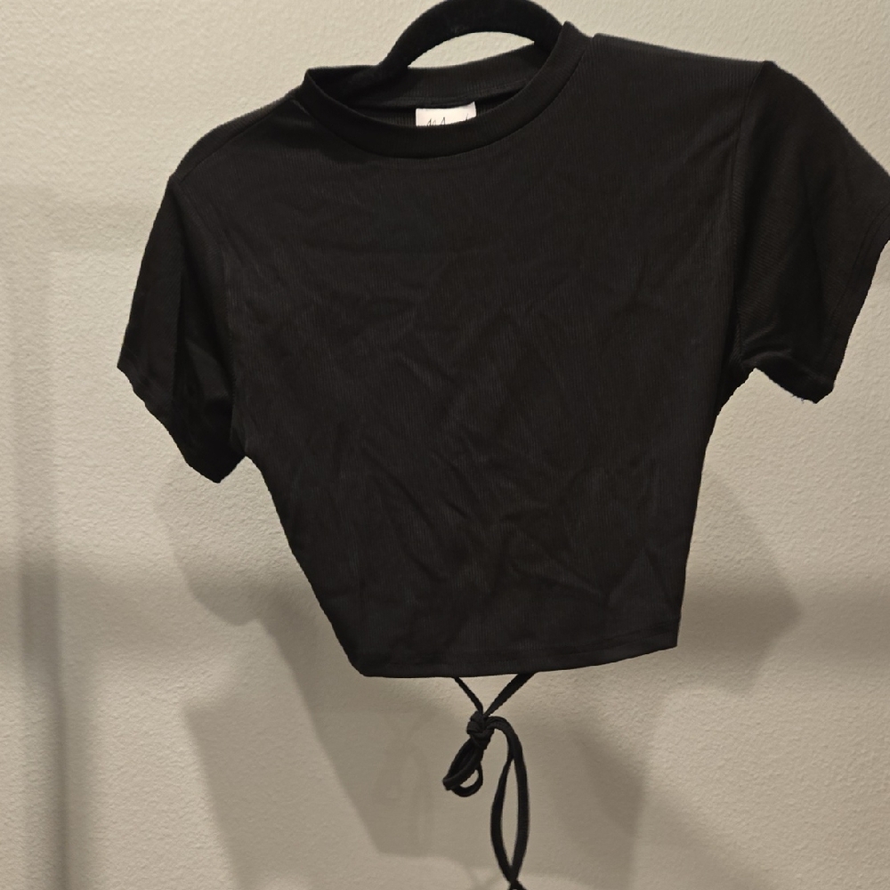 Elegant Black Tie-Back Crop Top